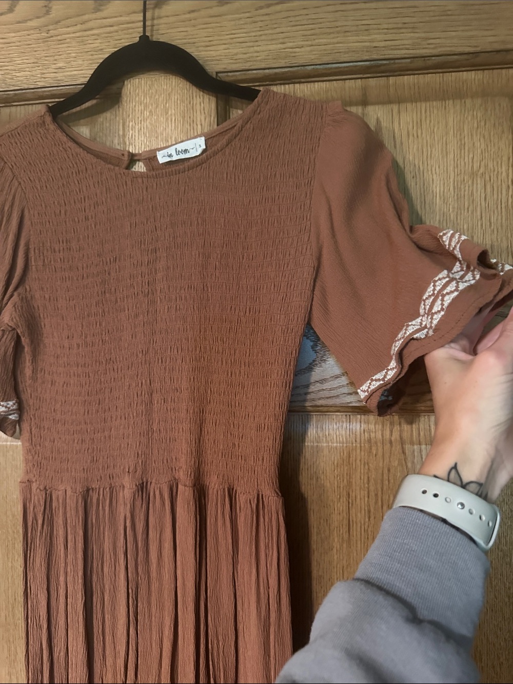 Pink Blush Rust Embroidered Accent Maternity Maxi Dress - Picture 5 of 6